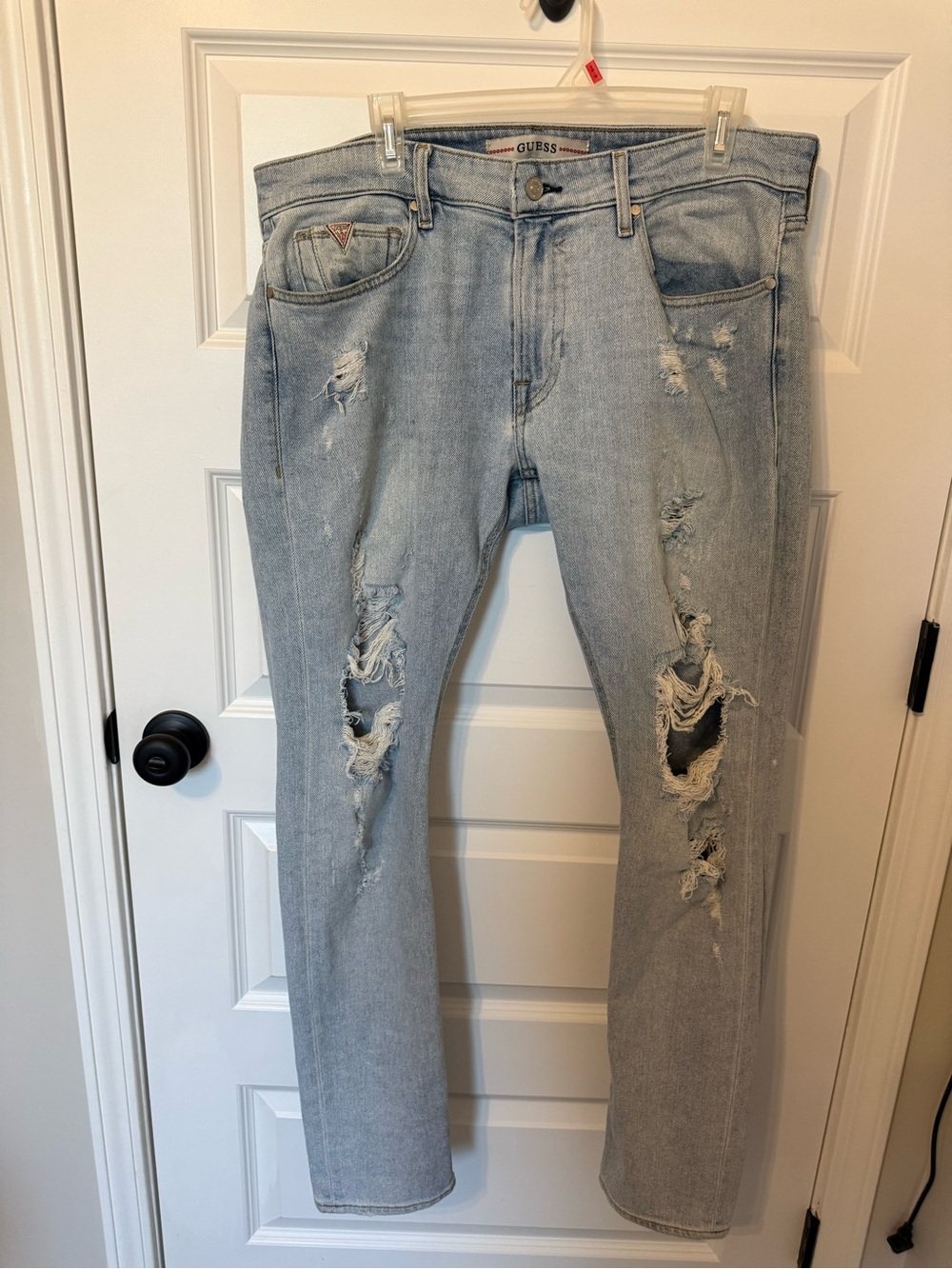 GUESS Light Wash Ripped Slim Skinny Jeans